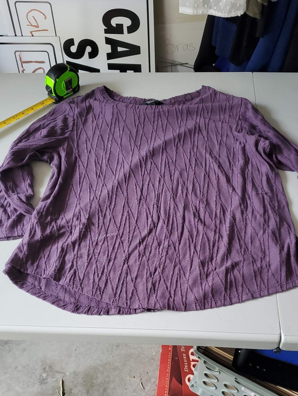 Simply Vera Vera Wang Purple Textured Boatneck Long-Sleeve Top